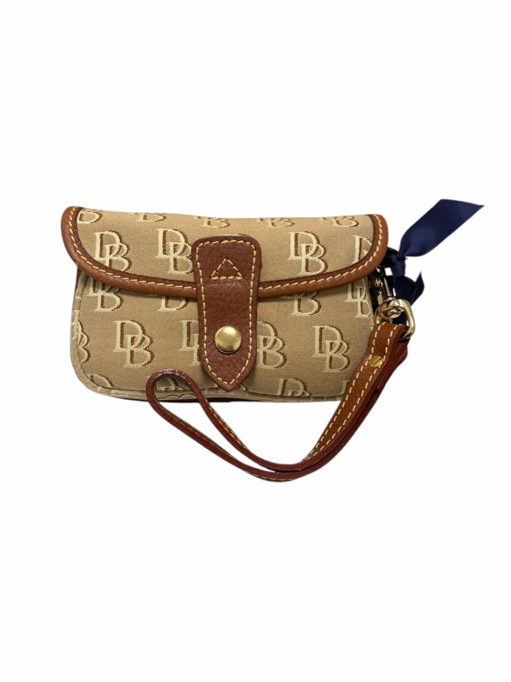 Dooney & Bourke Logo Tan/Brown Canvas Wristlet